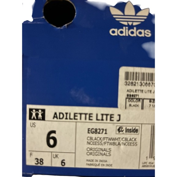 Adidas Originals ADILETTE LITE SLIDES Black Youth Sz 6 Slide EG8271 - Picture 5 of 5